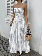 Off-shoulder Polka Dots A Grace Maxi Dresses