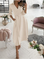 Lace Up Shirts Irregular Printed Maxi Dresses