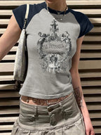 Retro Abstract Print Short Sleeve Tee