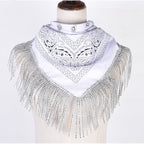 British Retro Diamond Tassel Square Scarf