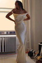 Chic Satin Backless Cami Bodycon Maxi Dress