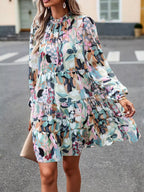 Printed Long Sleeve Mini Dress