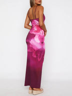 Liber Spring Women's Backless Abstract Maxi Dresses