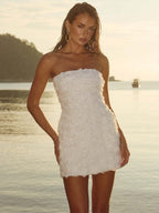 Versatile 3D Floral Strapless Bodycon Mini Dress