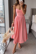 U Neck Waisted Swing Maxi Cami Dress