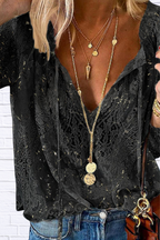 Lace Tie-Neck Blouse