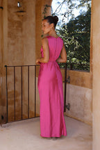 Vanesa Chic Deep V Neck Sleeveless Backless Dress Elevated Occasion Wear