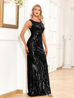 Sequins Rose Gold Fishtail Temperament Formal Dress Maxi Dresses