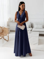 Lace Up V-neck Formal Dress Maxi Dresses