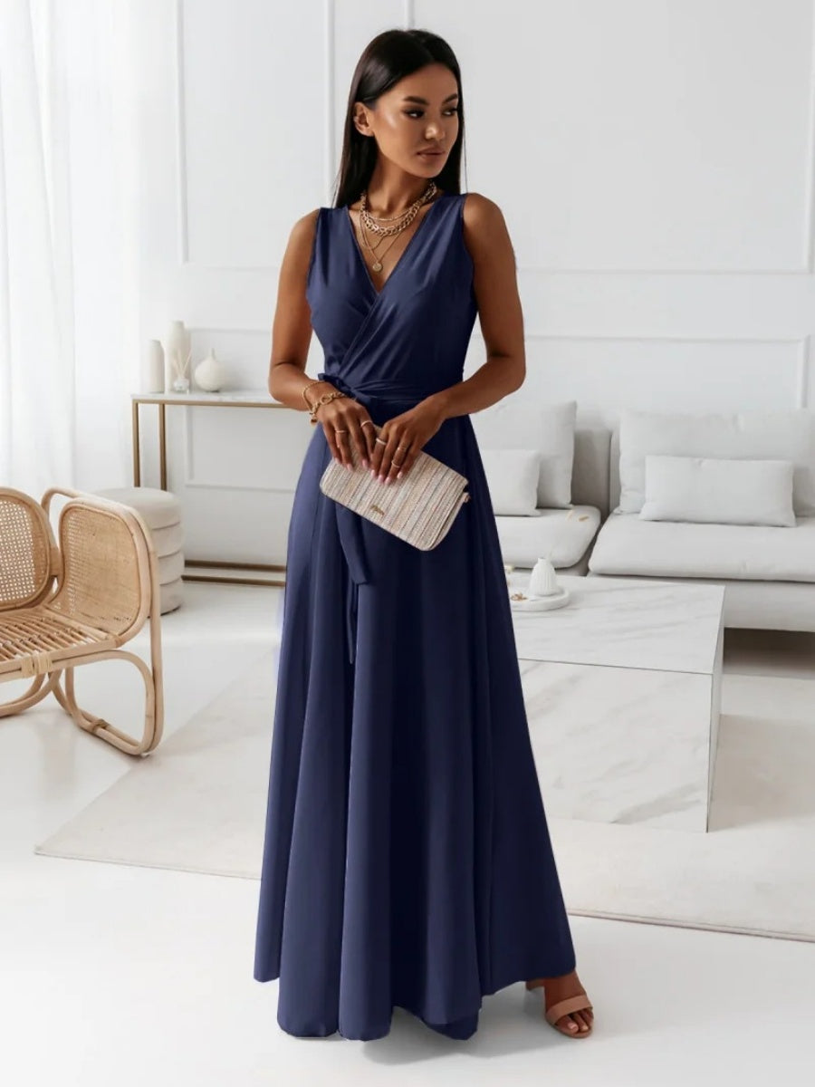 Lace Up V-neck Formal Dress Maxi Dresses