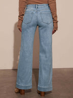Slimming Wide Leg High Waist Straight Old Jeans