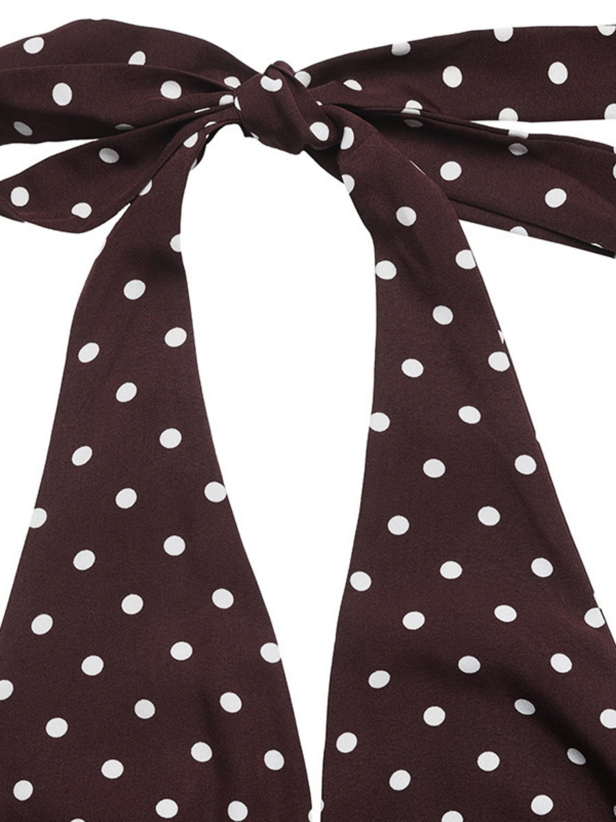 Halter V-neck Polka Dots Vacation Retro Maxi Dresses