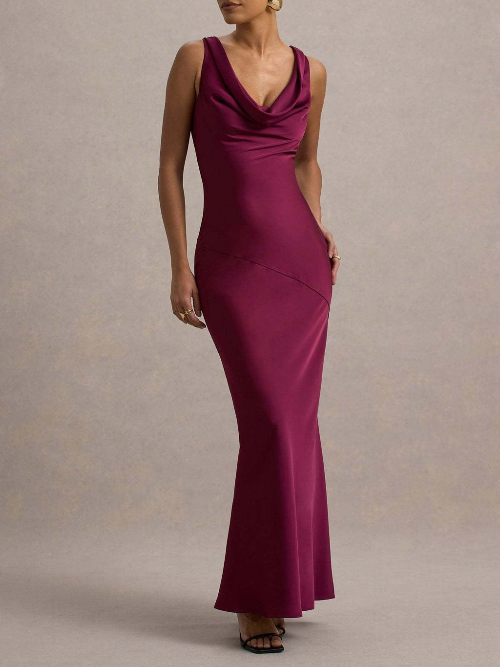 Satin Fitted Bodycon Fishtail Backless Sexy Zipper Maxi Dresses