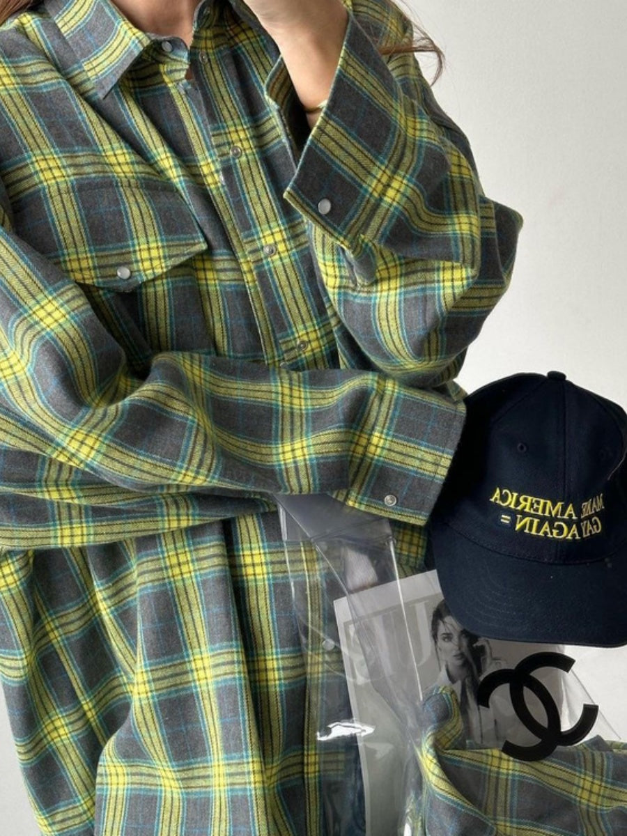 Plaid Oversize Coat Shirts