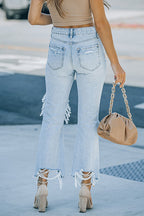 Raw Hem Ripped Hole Cropped Jeans