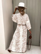 V-neck Short-sleeved Printed Maxi Dress