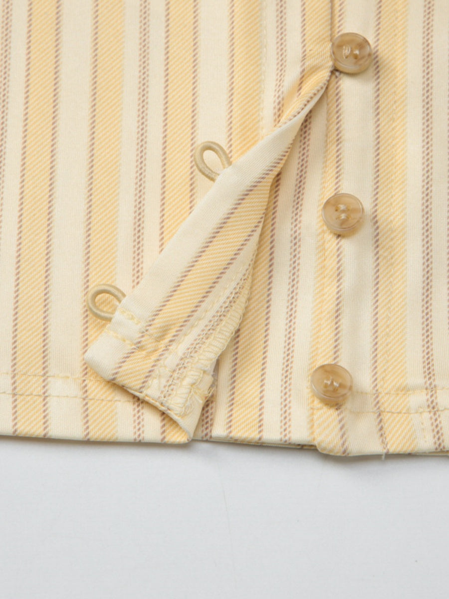 Retro Buttons Stripes Sexy Shirts