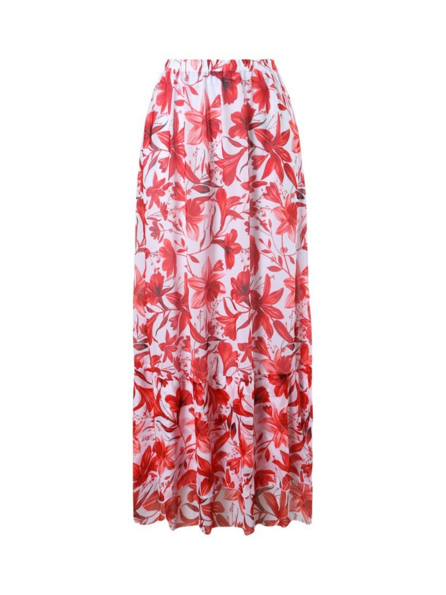 Blue And White Porcelain Print One-piece Slimming And Figure-flattering Long Swimsuit And Sun Protection Dress Two-piece Set