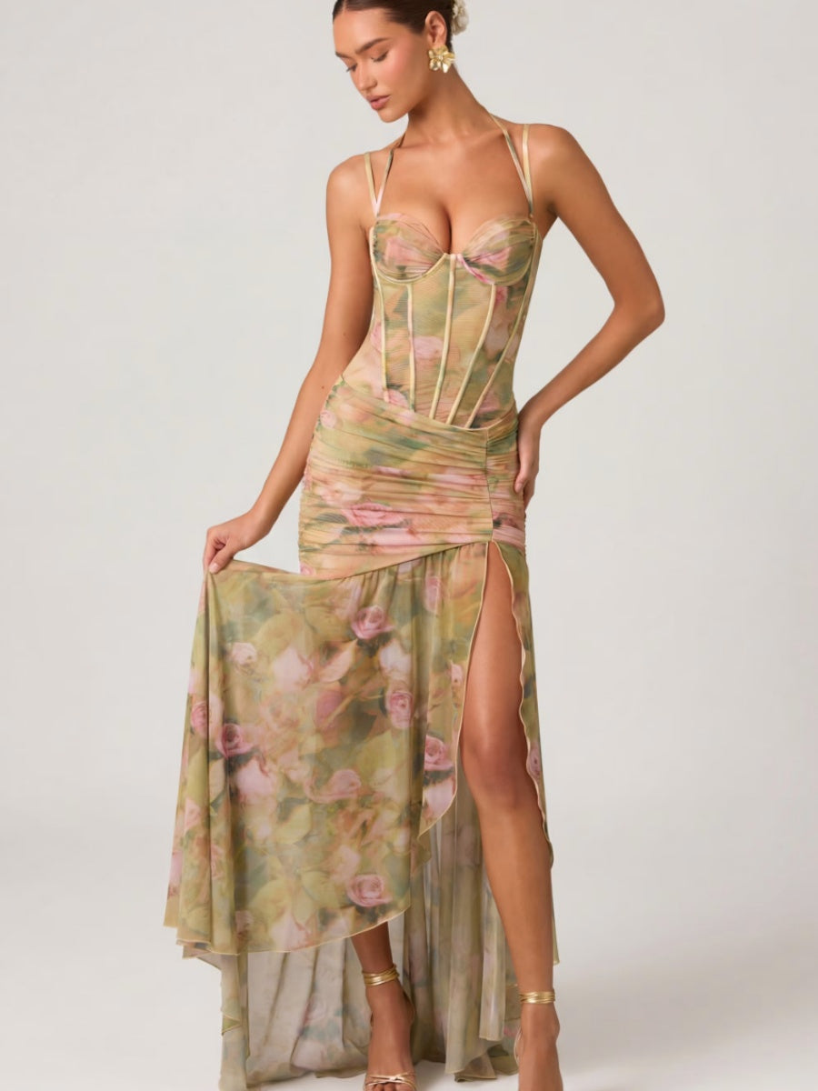Camisoles Mesh Floral Resort Style Maxi Dresses