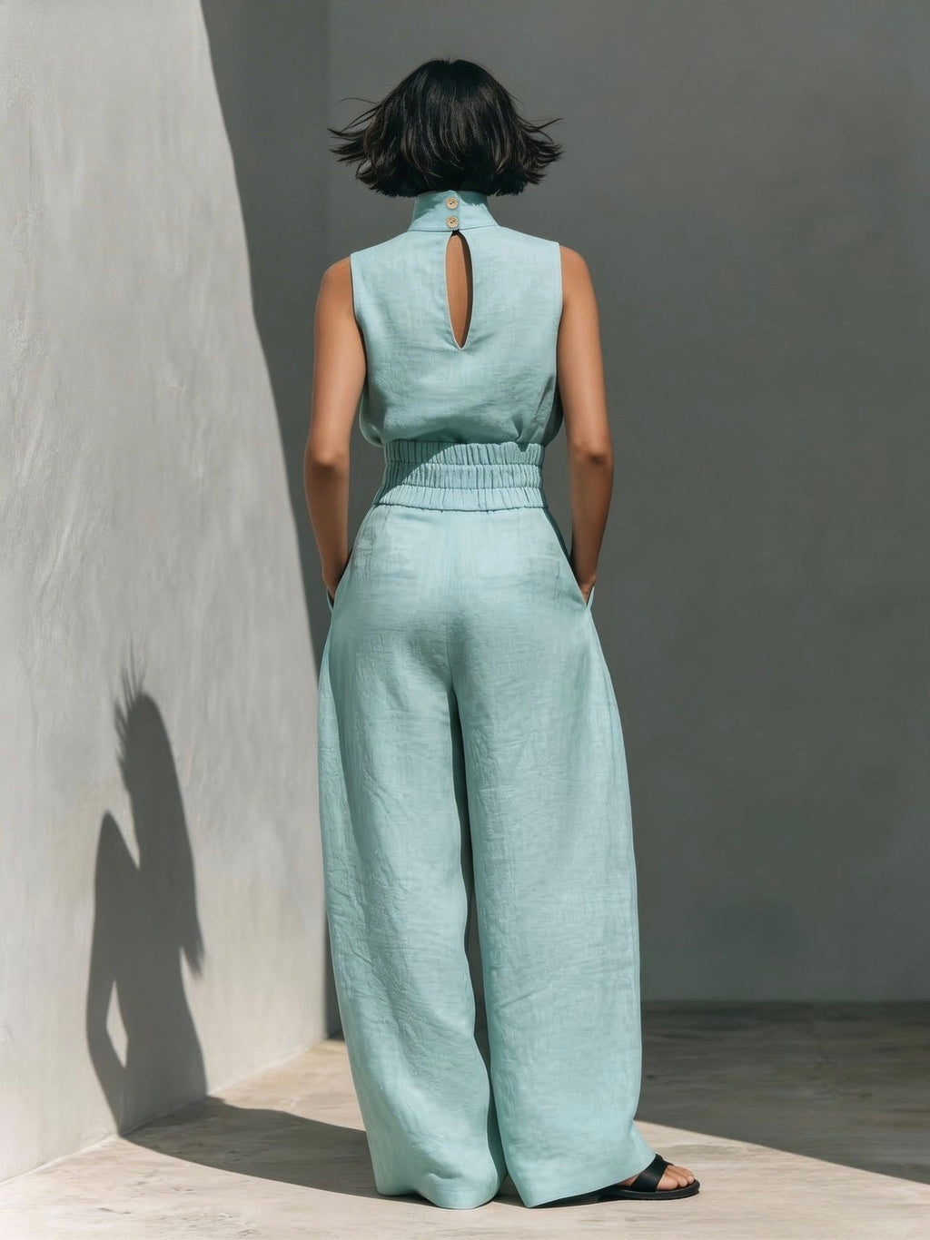 Cotton And Linen Sleeveless Trousers Casual Two-piece Set