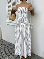 Off-shoulder Polka Dots A Grace Maxi Dresses