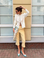 Lace Crochet Stand Collar Slim-fit Long Sleeve Sheer Top