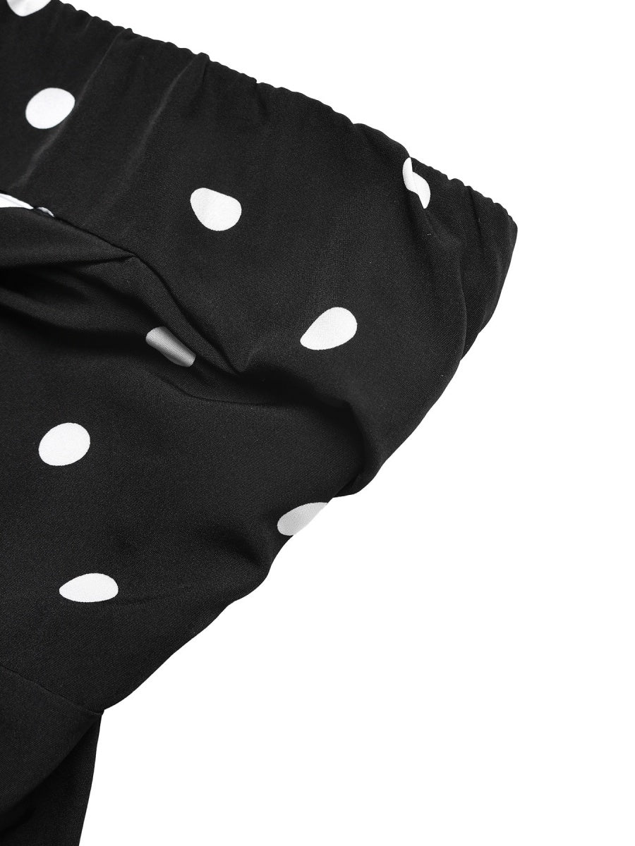 Retro Polka Dots High-waisted Wide-leg Pants Vacation Jumpsuits