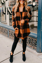 Vintage Curve Hem Button Down Plaid Shacket Jacket