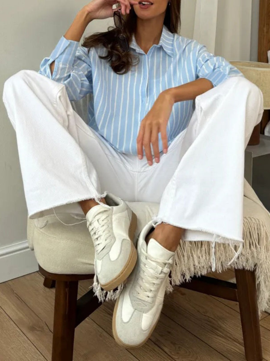 Stripes Cardigan Commuting Shirts