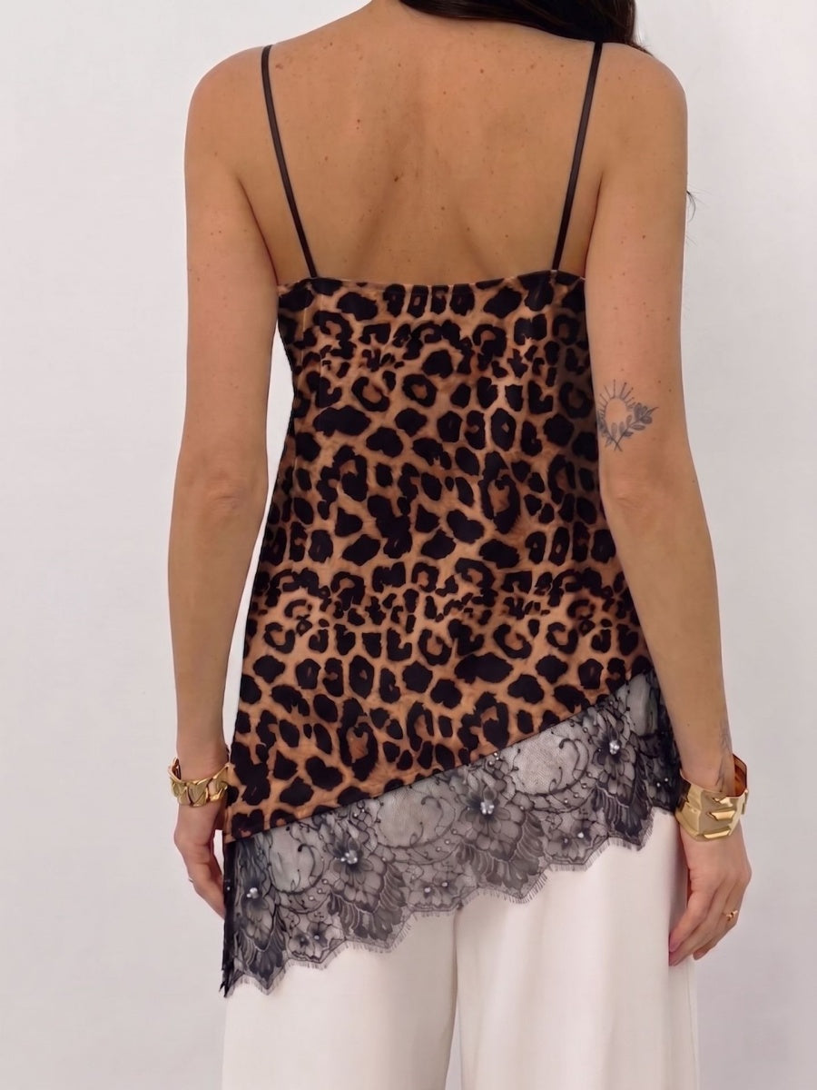 V-neck Irregular Lace Trim Splicing Jacket Camisoles