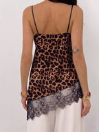 V-neck Irregular Lace Trim Splicing Jacket Camisoles