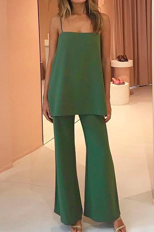 Solid Cami Top Wide Leg Pants Set