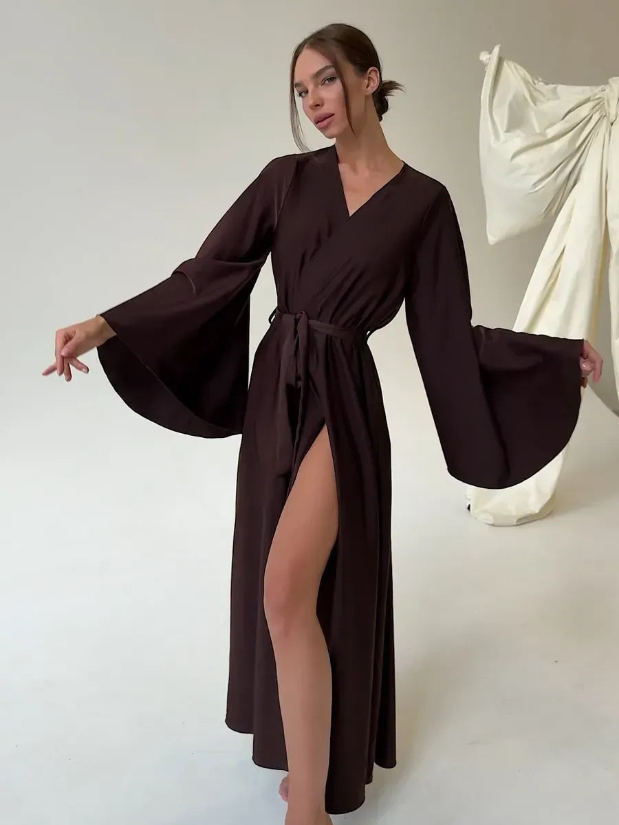 V-neck Thin Strap Nightgown Lazy Style Parties Maxi Dresses
