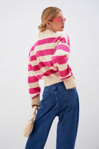 Loose Russian Color Block Knit Cardigan
