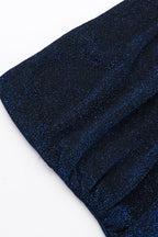 Blue Strapless Sash Waist Sequin Mini Dress