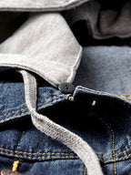 Fake two piece hooded denim jacket