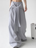 Stripe Print Wide Leg Pants