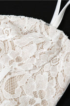 Lace Corset Sweetheart Spaghetti Strap Ruffle Trim High Slit Maxi Gown