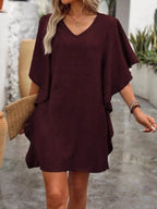 Flowy Sleeve V-Neck Casual Mini Dress