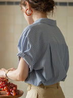 Designer Off-shoulder Striped Soft Satin Chiffon Top