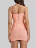 Mesh Camisoles Stacked Collar Lace Trim Hip-hugging Mini&Short Dresses