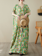Take My Soul Cotton Bohemian Floral Kaftan Dress