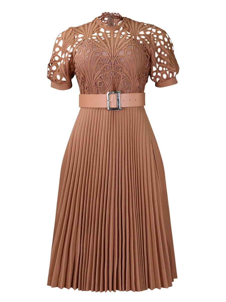 Short Sleeve Trim Lace Belts Mini&Short Dresses