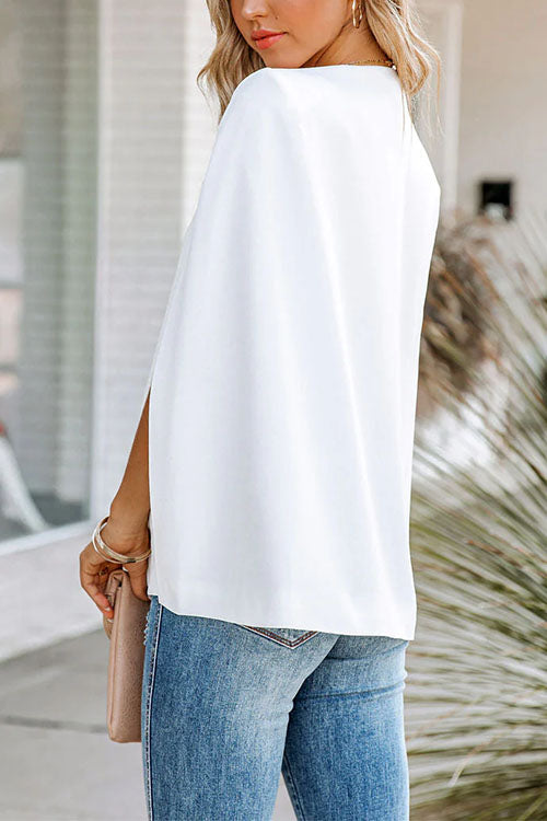 Open Front Split Sleeves Cape Jacket