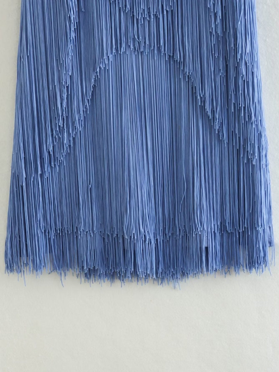 Halter Sleeveless Tassel Mini&Short Dresses