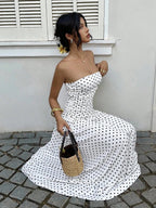 Off-shoulder Polka Dots A Grace Maxi Dresses
