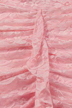 Halterneck Lace Patchwork Ruched Dress