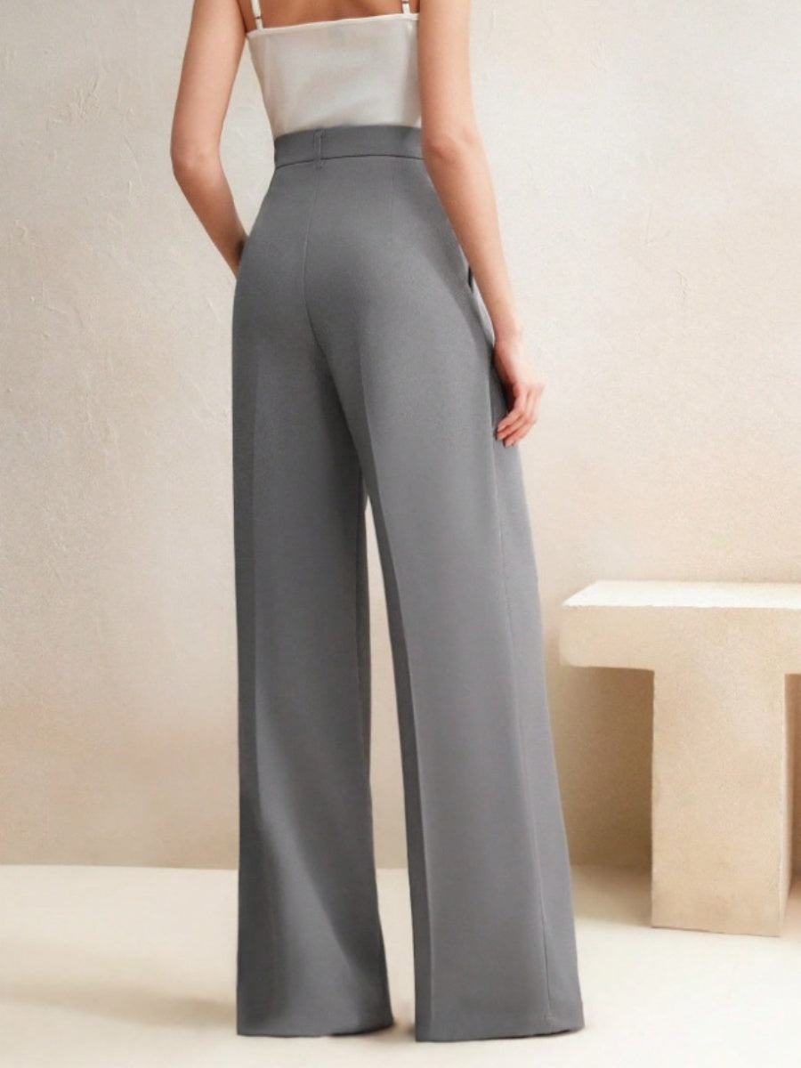 Commuting Loose High-waisted Straight Wide-leg Trousers