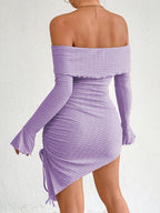Off-the-shoulder, Bell-sleeve, Bodycon, Short Dress