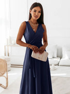 Lace Up V-neck Formal Dress Maxi Dresses